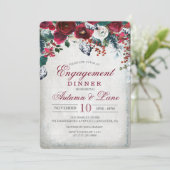 Invitation Floral Winter Fiançailles Diner (Debout devant)