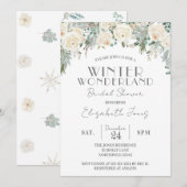 Invitation Floral Winter Wonderland Fête des mariées (Devant / Derrière)