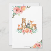 Invitation Floral Woodland Animaux Baby shower Forest Girls (Dos)