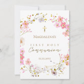Invitation floral wreath First Holy Communion  (Devant)