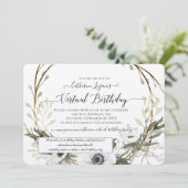 Invitation Floral Wreath Grey Blush Rustic Virtual Anniversai (Debout devant)