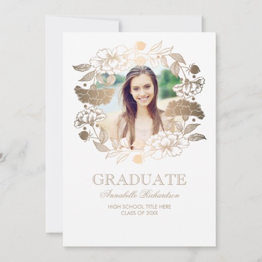 Invitation Floral Wreath Photo Frame Graduation (Devant)