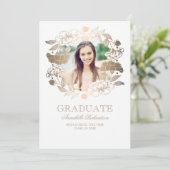 Invitation Floral Wreath Photo Frame Graduation (Debout devant)