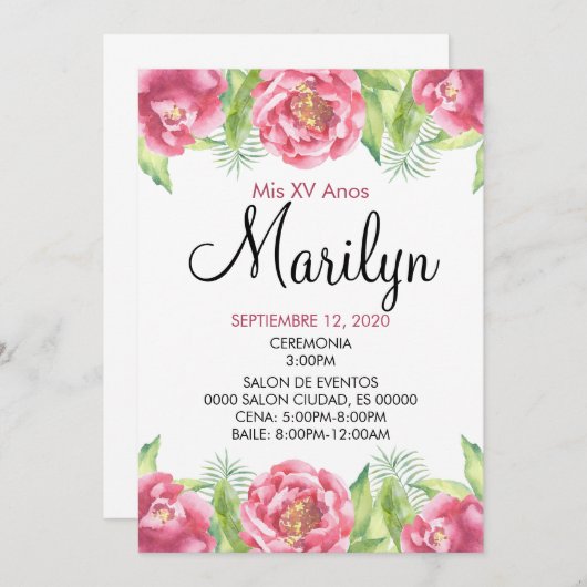 INVITATION FLORALE (Devant / Derrière)