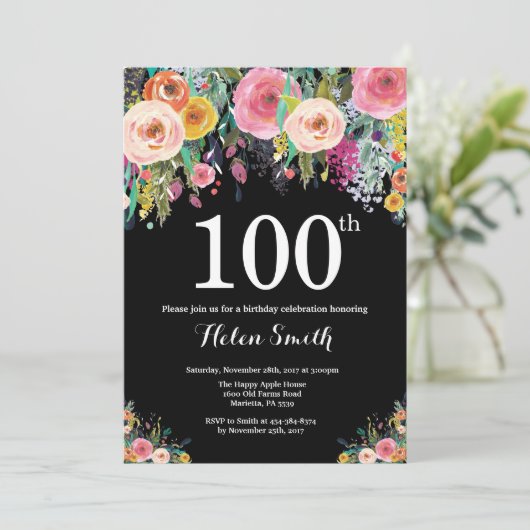 Invitation Florale 100e anniversaire (Debout devant)