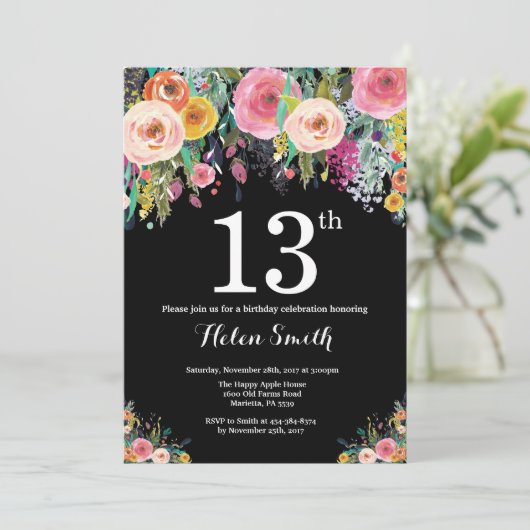 Invitation Florale 13e anniversaire (Debout devant)