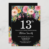 Invitation Florale 13e anniversaire (Devant / Derrière)