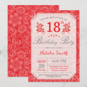 Invitation Florale 18e anniversaire Red for Women (Devant / Derrière)