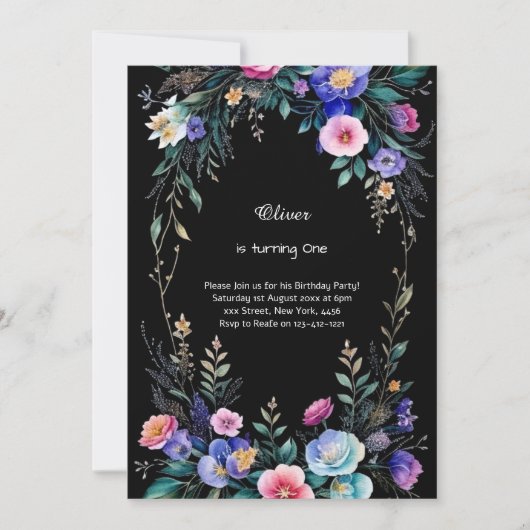 Invitation Florale 1er anniversaire (Devant)