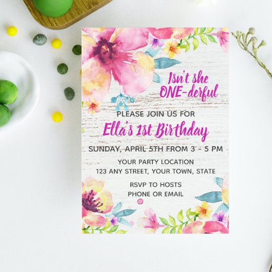 Invitation Florale 1er anniversaire