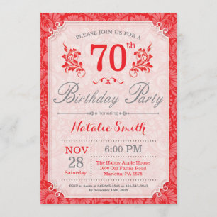 Invitation Florale 70e anniversaire Red for Women