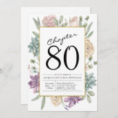 Invitation Florale 80e anniversaire (Devant / Derrière)