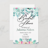 Invitation florale à l'aquarelle rose (Devant / Derrière)