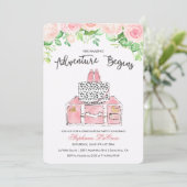 Invitation Florale À Thème De Voyage (Debout devant)