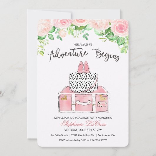 Invitation Florale À Thème De Voyage (Devant)