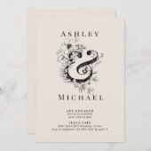 Invitation FLORALE AMPERSAND Blush Engagement (Devant / Derrière)