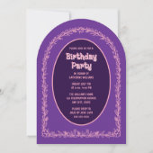 Invitation Florale Anniversaire Pink Purple Arché (Devant)