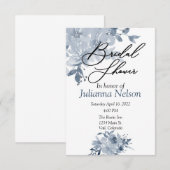 Invitation florale aquarelle bleue (Devant / Derrière)