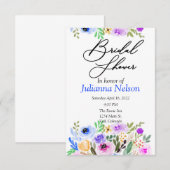 Invitation florale aquarelle bleue et violette (Devant / Derrière)