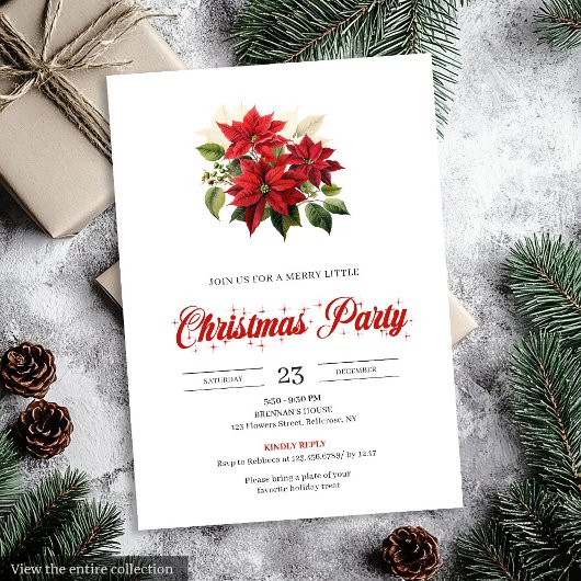 Invitation Florale Aquarelle Bouquet de Noël Class