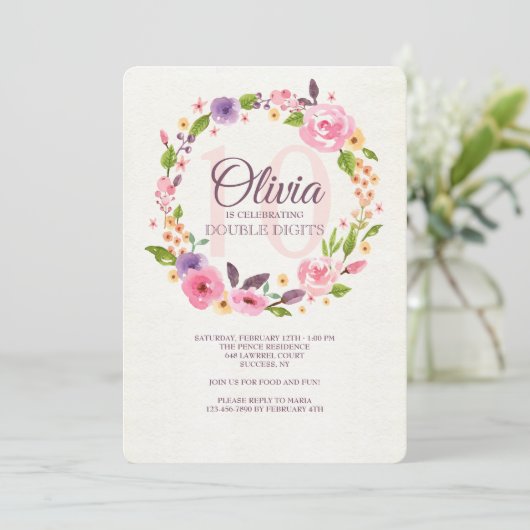 Invitation Florale Aquarelle Colorée (Debout devant)