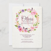 Invitation Florale Aquarelle Colorée (Devant)