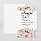 Invitation florale aquarelle orange et violet (Devant / Derrière)