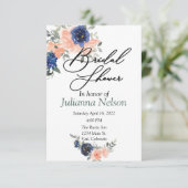 Invitation florale aquarelle pêche et bleue (Debout devant)