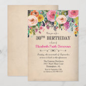 Invitation florale aquarelle pour 30 ans (Devant / Derrière)