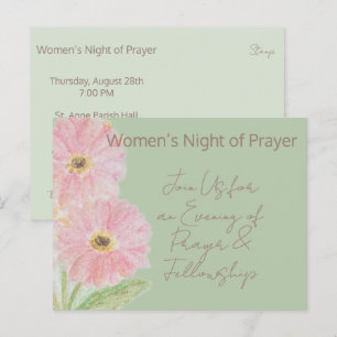 Invitation Florale Aquarelle pour la Nuit de Prièr