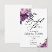 Invitation florale aquarelle violette (Devant / Derrière)