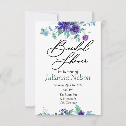 Invitation florale aquarelle violette (Devant)