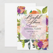 Invitation florale aquarelle violette et orange (Devant / Derrière)