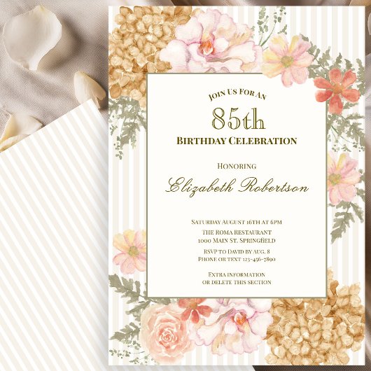 Invitation Florale aux Couleurs d'Automne pour 85e