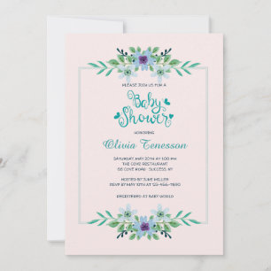 Invitation florale baby shower