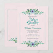 Invitation florale baby shower (Devant / Derrière)