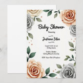 Invitation florale baby shower (Devant / Derrière)