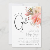 Invitation florale Baby shower fille (Devant)