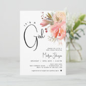 Invitation florale Baby shower fille (Debout devant)