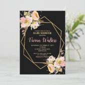 Invitation Florale Baby shower Girl Pink Blush (Debout devant)
