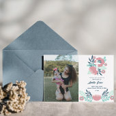 Invitation florale Baptême plat à main