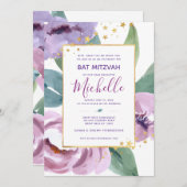 Invitation Florale bat mitzvah (Devant / Derrière)