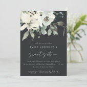 INVITATION FLORALE BLANCHE EN IVOIRE NOIR DOUCE 16 ANNIVERSAI (Debout devant)