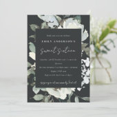 INVITATION FLORALE BLANCHE EN IVOIRE NOIR DOUCE 16 ANNIVERSAI (Debout devant)