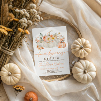 Invitation Florale Blanche pour Friendsgiving