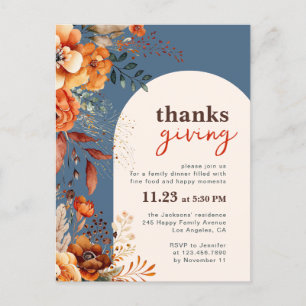 Invitation florale blanche pour le dîner de Thanks