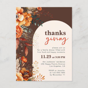 Invitation florale blanche pour le dîner de Thanks