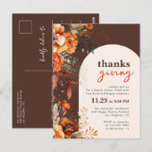 Invitation florale blanche pour le dîner de Thanks (Devant / Derrière)