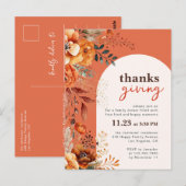 Invitation florale blanche pour le dîner de Thanks (Devant / Derrière)