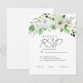 Invitation Florale Blanche Simple Élégante (Devant / Derrière)